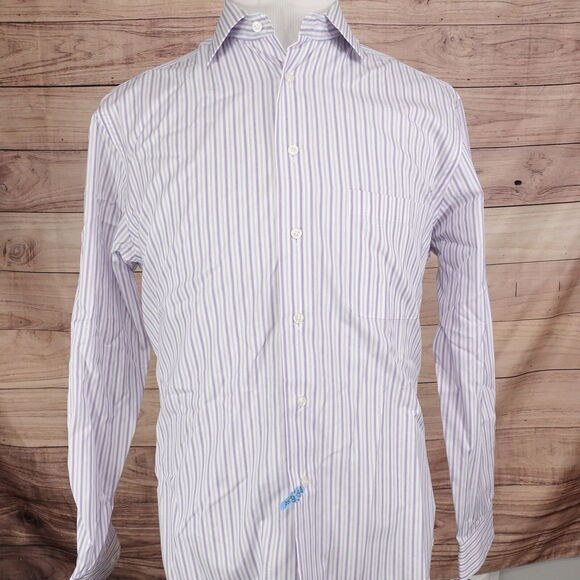 PRONTO UOMO NON IRON MODERN FIT STRIPED BUTTON DOWN SHIRT MENS L LARGE - Picture 3 of 6